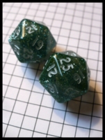 Dice : Dice - 20D - Clear With Green Sparkles Numerals to 25 Pair